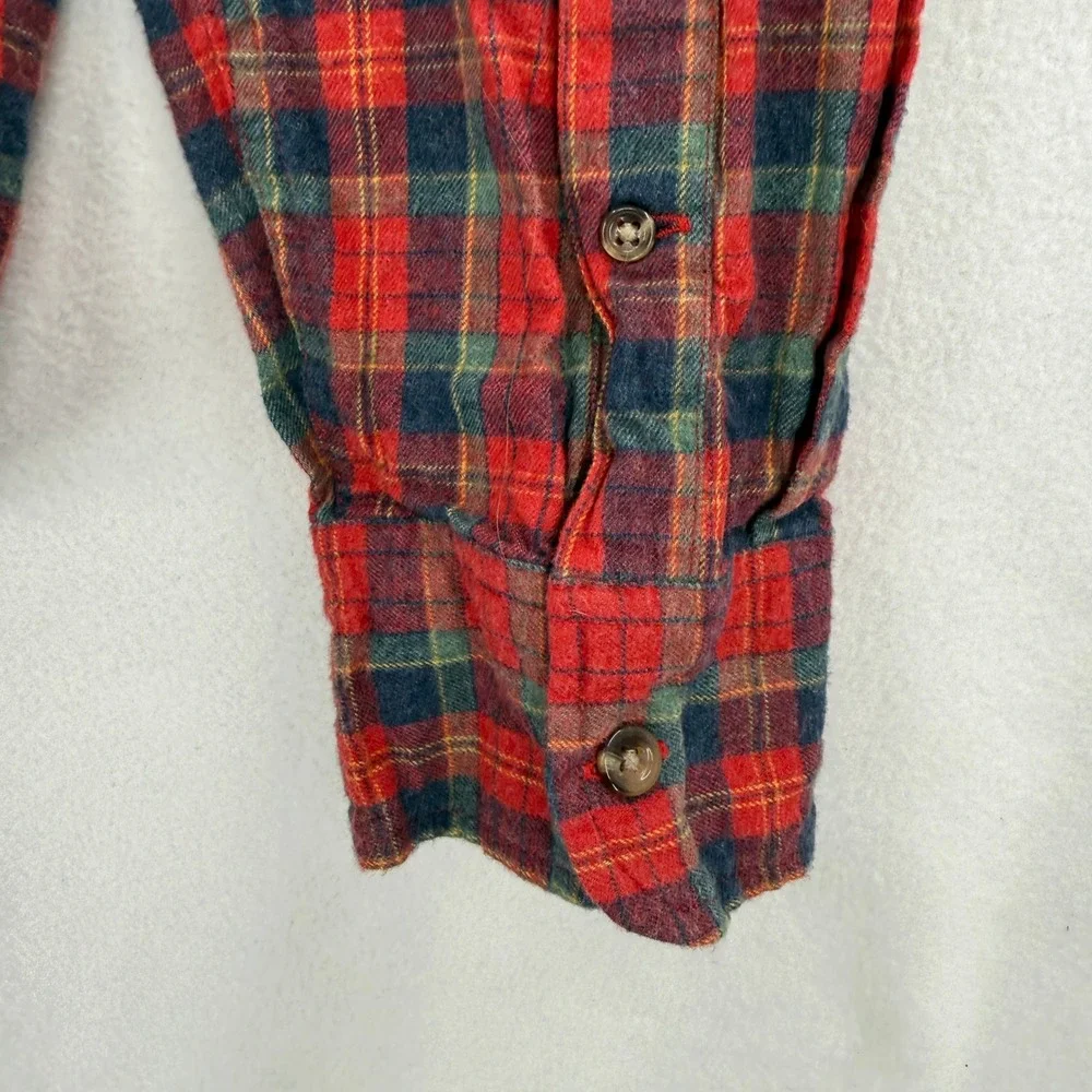 J. Crew Brushed Twill Shirt Mens Large Red Plaid Slim Untucked Button Down